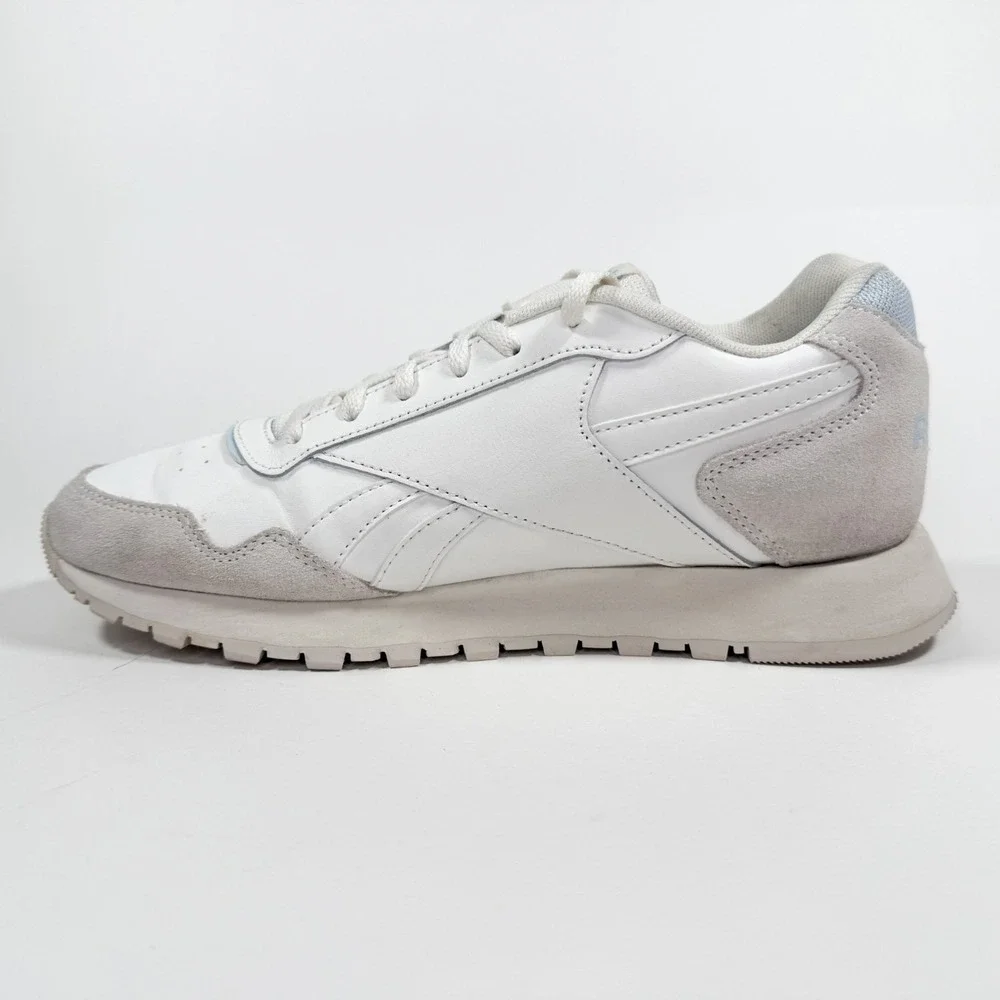 Reebok Classic Leather White Blue Sneakers Mens‎ 9.5 Casual Retro Shoes